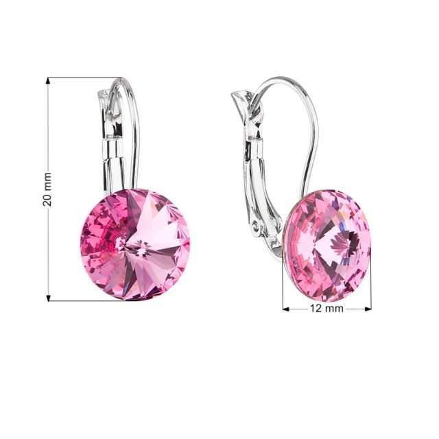 Náušnice bižuterie se Swarovski krystaly růžové kulaté 51002.3 rose