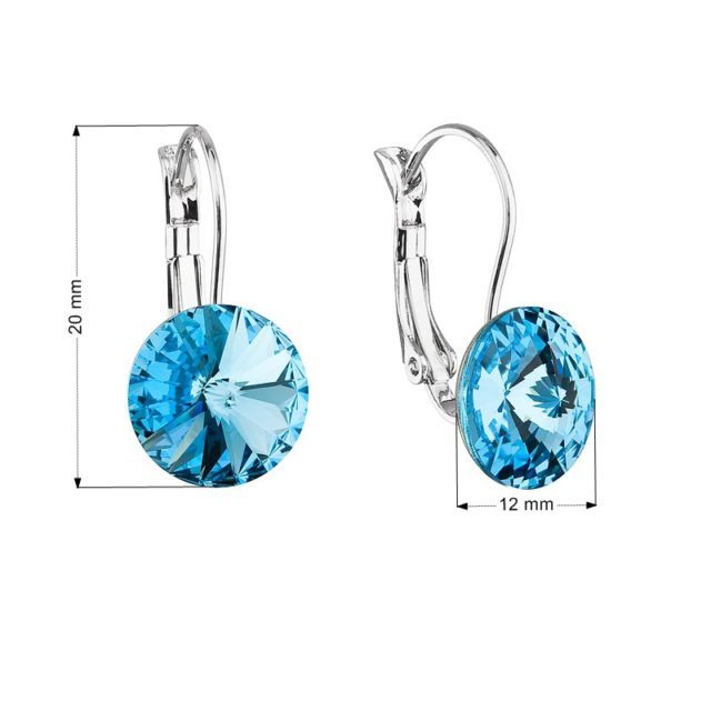 Náušnice bižuterie se Swarovski krystaly modré kulaté 51002.3 aqua