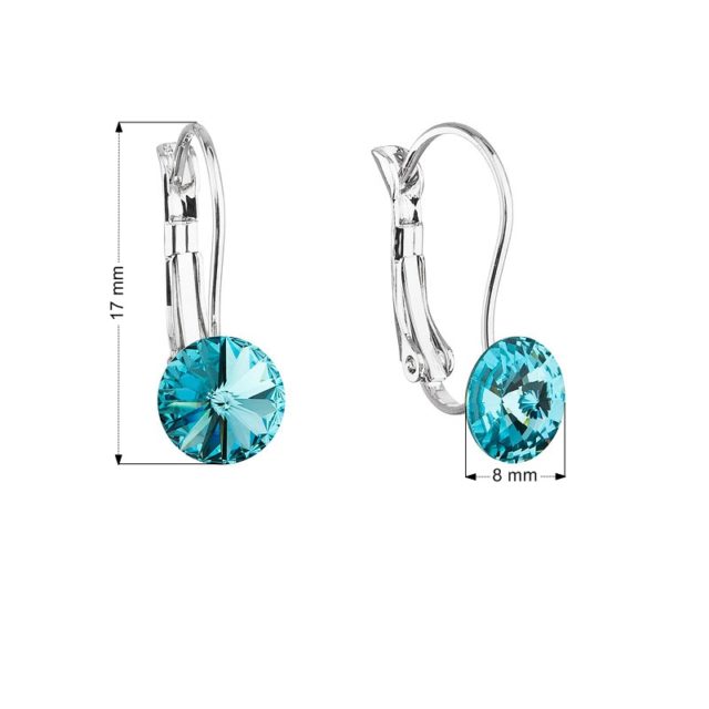 Náušnice bižuterie se Swarovski krystaly modré kulaté 51031.3 turquoise