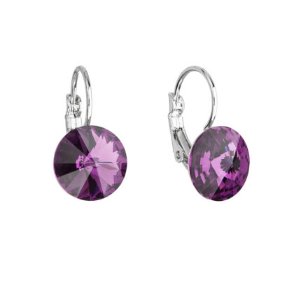 Náušnice bižuterie se Swarovski krystaly fialové kulaté 51002.3 amethyst