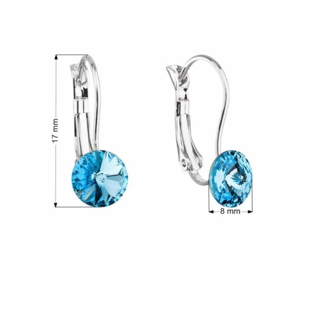 Náušnice bižuterie se Swarovski krystaly modré kulaté 51031.3 aqua