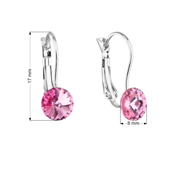 Náušnice bižuterie se Swarovski krystaly růžové kulaté 51031.3 rose