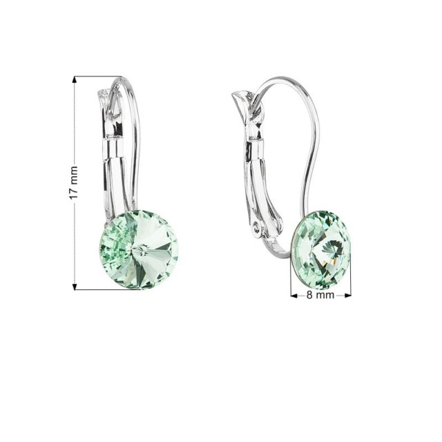 Náušnice bižuterie se Swarovski krystaly zelené kulaté 51031.3
