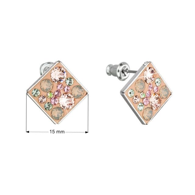 Náušnice bižuterie se Swarovski krystaly oranžové kosočtverec 51032.3 vintage peach