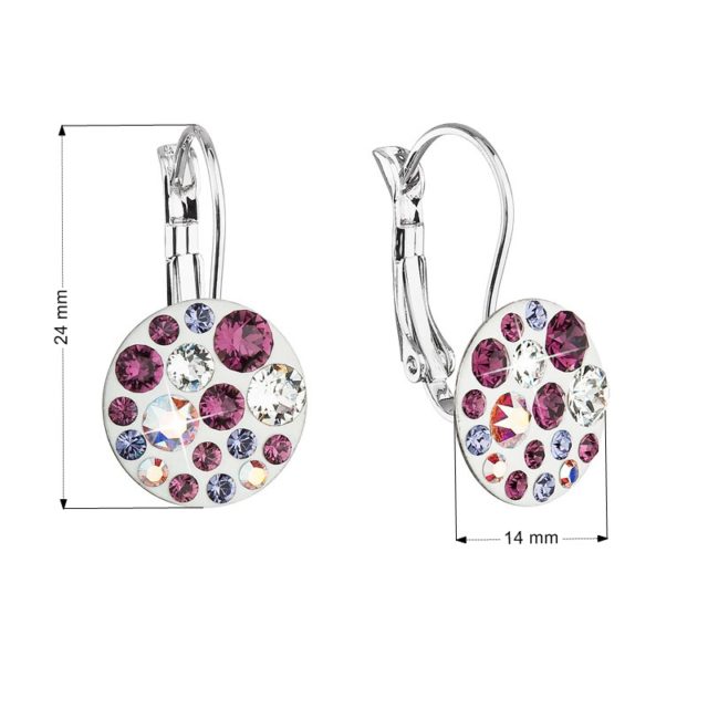 Náušnice bižuterie se Swarovski krystaly fialové kulaté 51035.3 amethyst