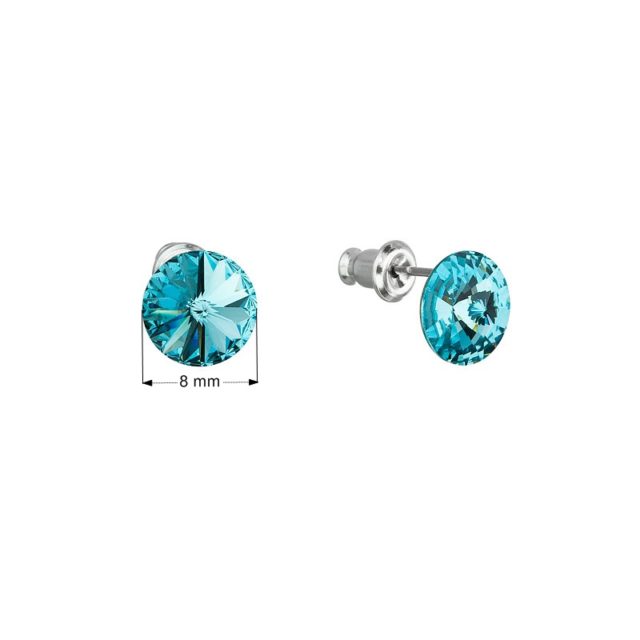 Náušnice bižuterie se Swarovski krystaly modré kulaté 51037.3 turquoise