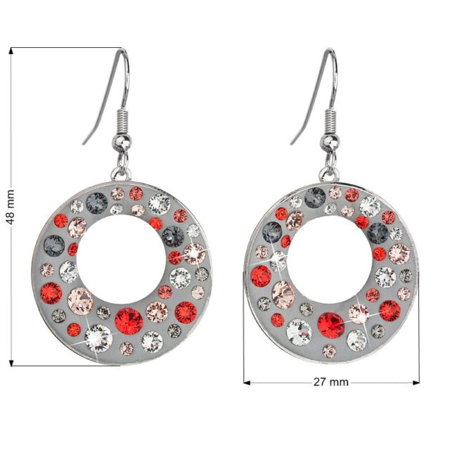 Náušnice bižuterie se Swarovski krystaly oranžové kulaté 51040.3 grey mix