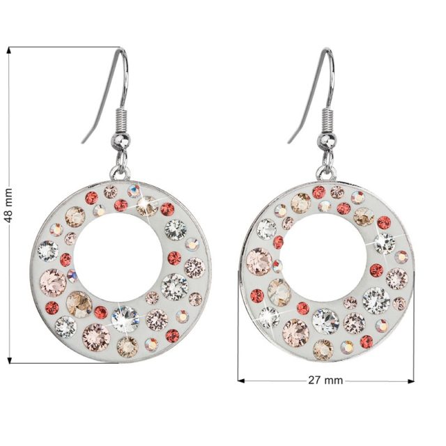 Náušnice bižuterie se Swarovski krystaly šedé kulaté 51040.3 light peach