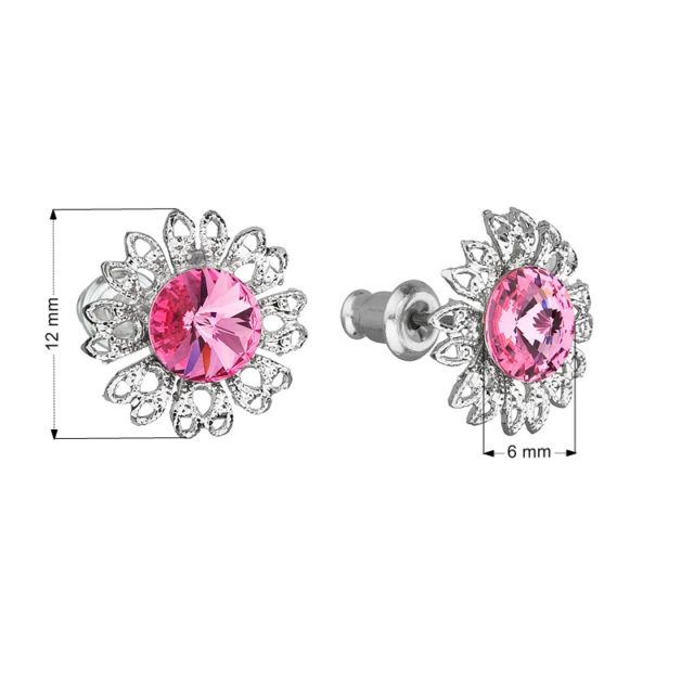 Náušnice bižuterie se Swarovski krystaly růžová kytička 51042.3 rose