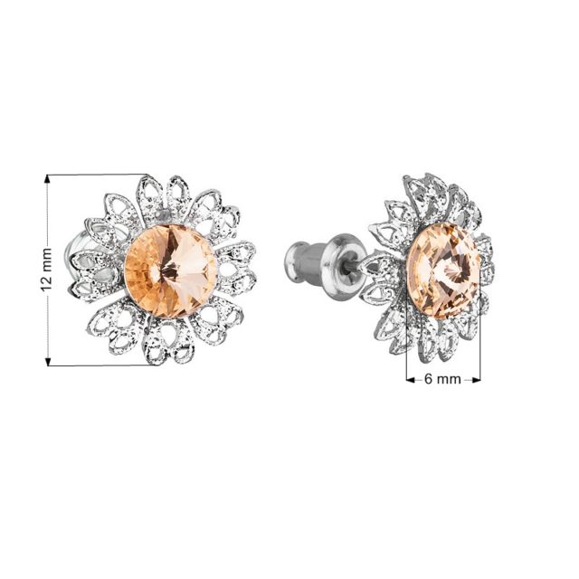 Náušnice bižuterie se Swarovski krystaly oranžová kytička 51042.3 light peach