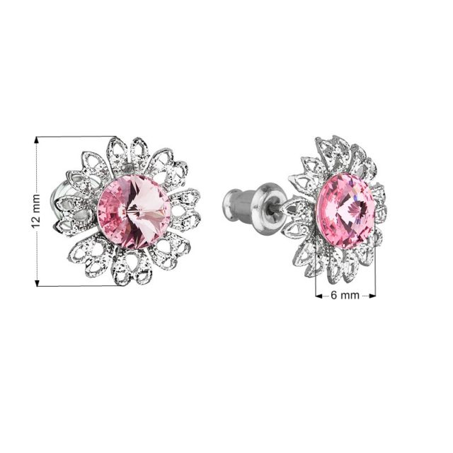 Náušnice bižuterie se Swarovski krystaly růžová kytička 51042.3 light rose