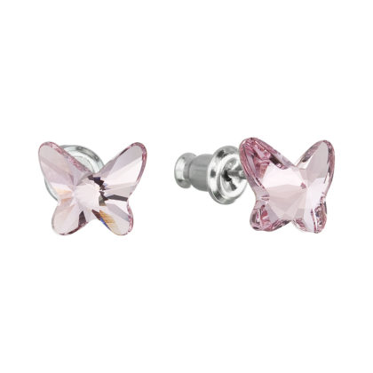 Náušnice bižuterie se Swarovski krystaly růžový motýl 51048.3 light rose