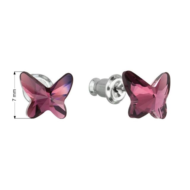 Náušnice bižuterie se Swarovski krystaly fialový motýl 51048.3