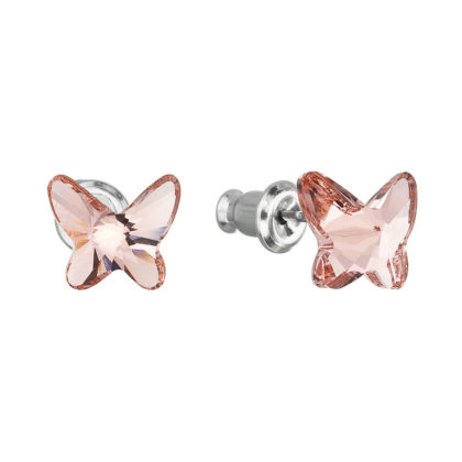 Náušnice bižuterie se Swarovski krystaly růžový motýl 51048.3 rose peach