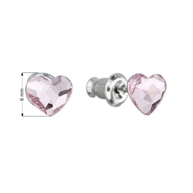 Náušnice bižuterie se Swarovski krystaly růžová srdce 51050.3 rose