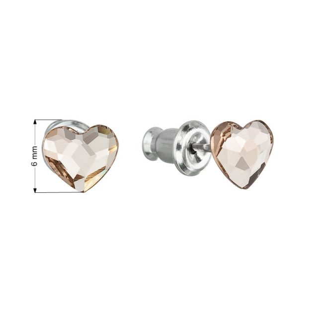 Náušnice bižuterie se Swarovski krystaly hnědá srdce 51050.3