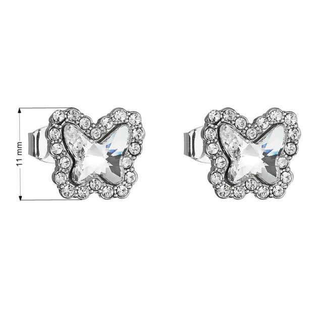 Náušnice bižuterie se Swarovski krystaly bílý motýl 51061.1