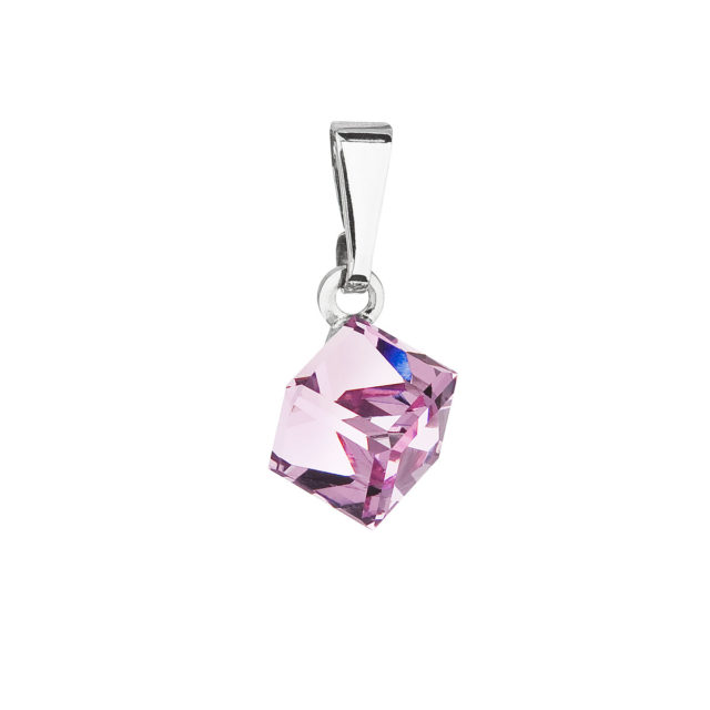 Přívěsek bižuterie se Swarovski krystaly růžová kostička 54019.3