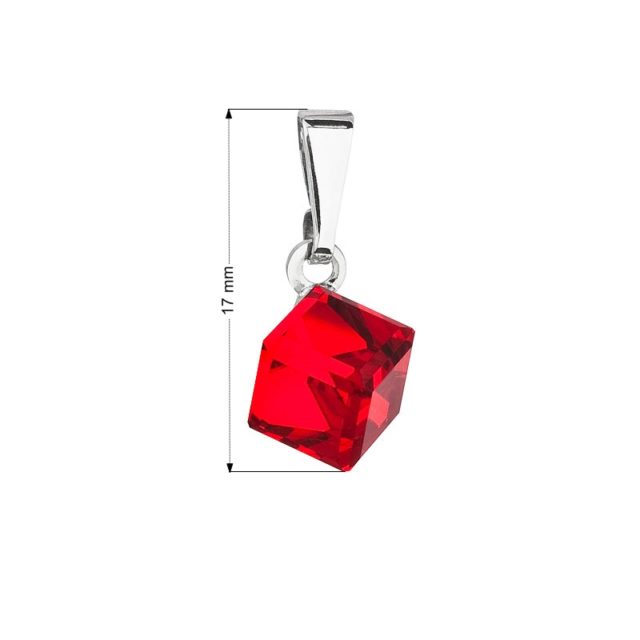Přívěsek bižuterie se Swarovski krystaly červená kostička 54019.3