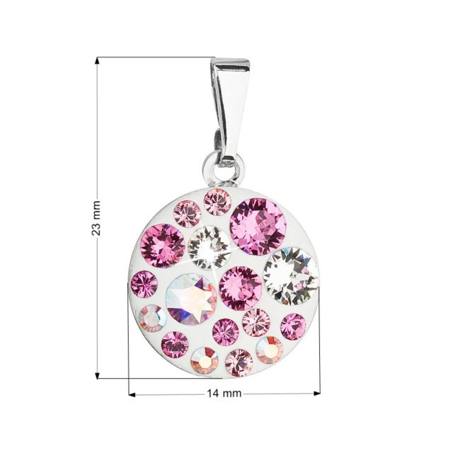 Přívěsek bižuterie se Swarovski krystaly růžový kulatý 54023.3 rose