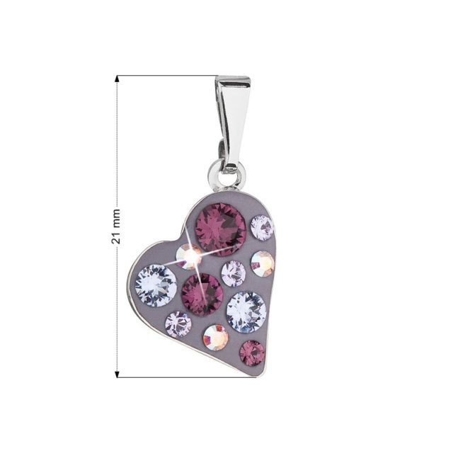 Přívěsek bižuterie se Swarovski krystaly fialové srdce 54027.3 plum