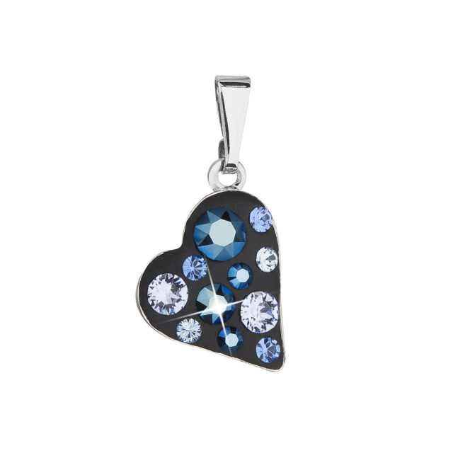 Přívěsek bižuterie se Swarovski krystaly modré srdce 54027.5 metalic blue