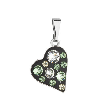 Přívěsek bižuterie se Swarovski krystaly zelené srdce 54027.3 jet green
