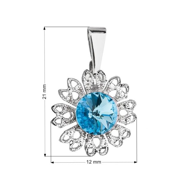 Přívěsek bižuterie se Swarovski krystaly modrá kytička 54032.3 aqua