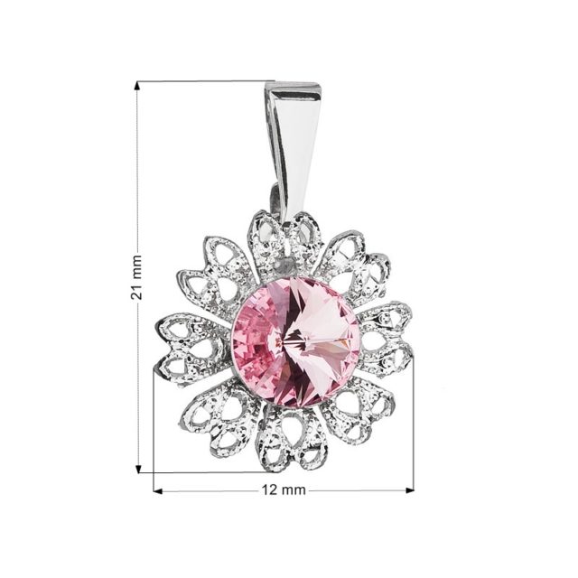 Přívěsek bižuterie se Swarovski krystaly růžová kytička 54032.3 light rose