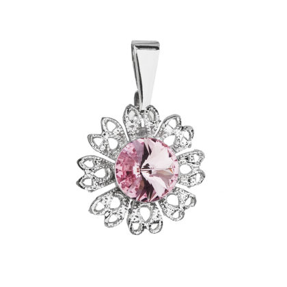 Přívěsek bižuterie se Swarovski krystaly růžová kytička 54032.3 light rose