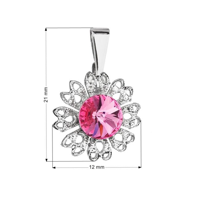 Přívěsek bižuterie se Swarovski krystaly růžová kytička 54032.3 rose