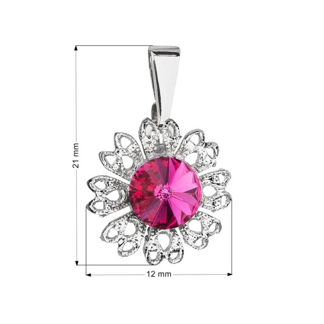 Přívěsek bižuterie se Swarovski krystaly růžová kytička 54032.3 fuchsia