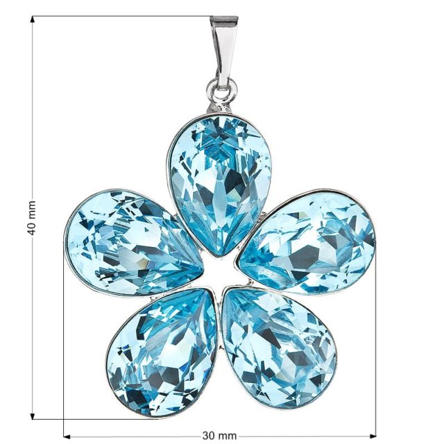 Přívěsek bižuterie se Swarovski krystaly modrá kytička 54037.3 aqua