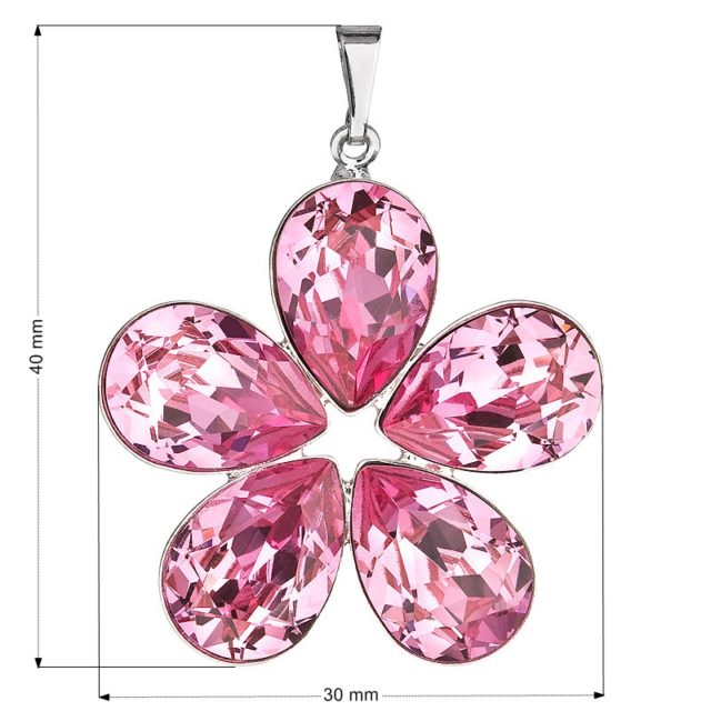 Přívěsek bižuterie se Swarovski krystaly růžová kytička 54037.3