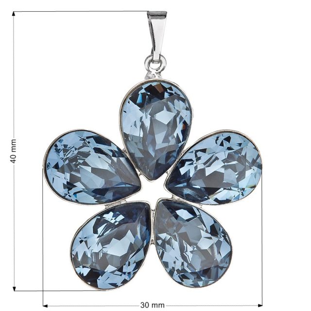 Přívěsek bižuterie se Swarovski krystaly modrá kytička 54037.3 denim blue