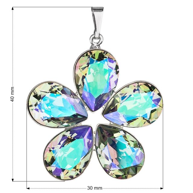 Přívěsek bižuterie se Swarovski krystaly zelená fialová kytička 54037.5