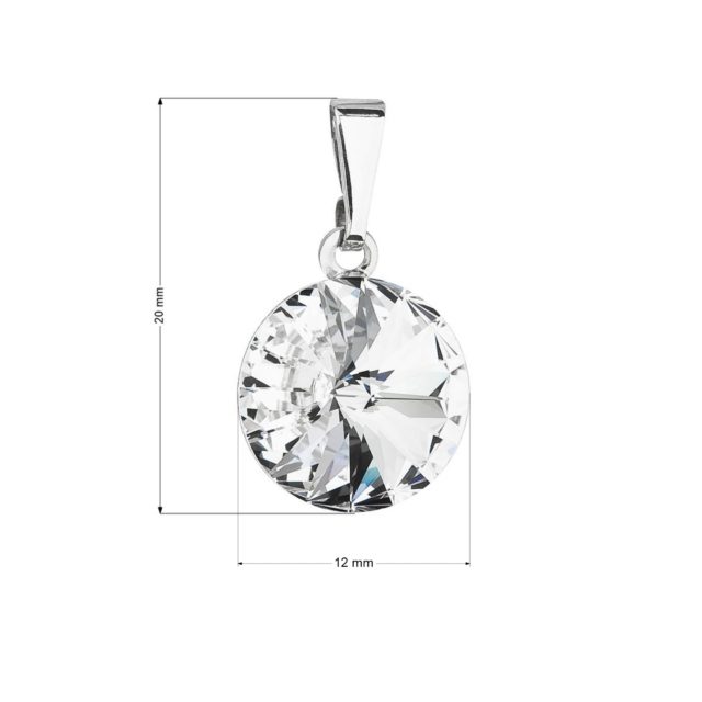 Přívěsek bižuterie s Preciosa krystaly bílý kulatý 54001.1 crystal