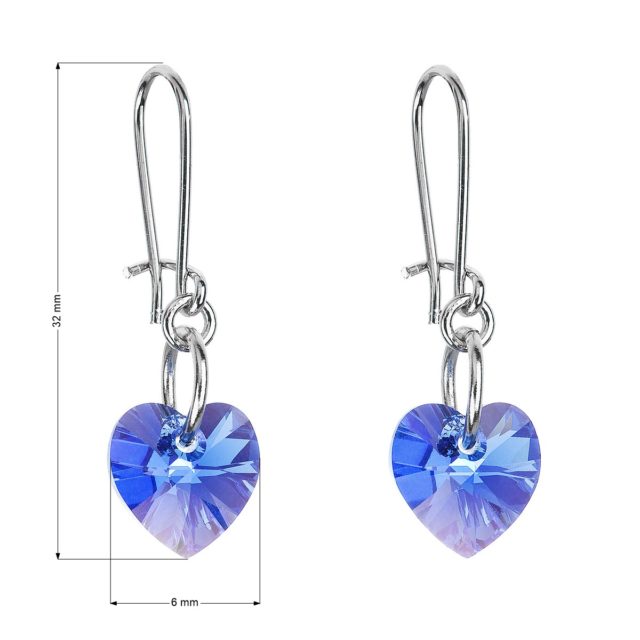 Náušnice bižuterie se Swarovski krystaly modrá srdce 56006.3 sapphire