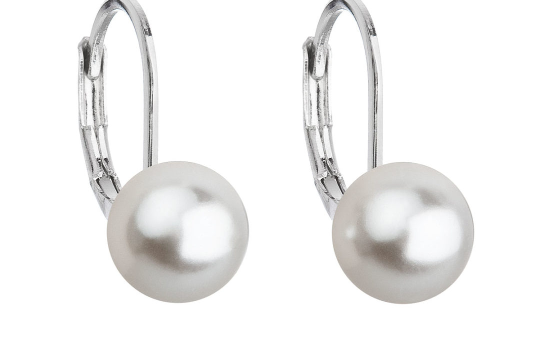Náušnice bižuterie s perlou bílé kulaté 71068.1