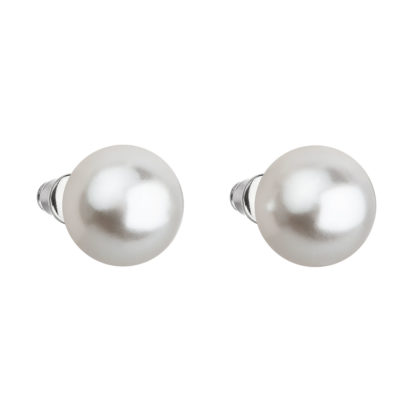 Náušnice bižuterie s perlou bílé kulaté 71069.1