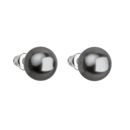 Náušnice bižuterie s perlou šedé kulaté 71070.3
