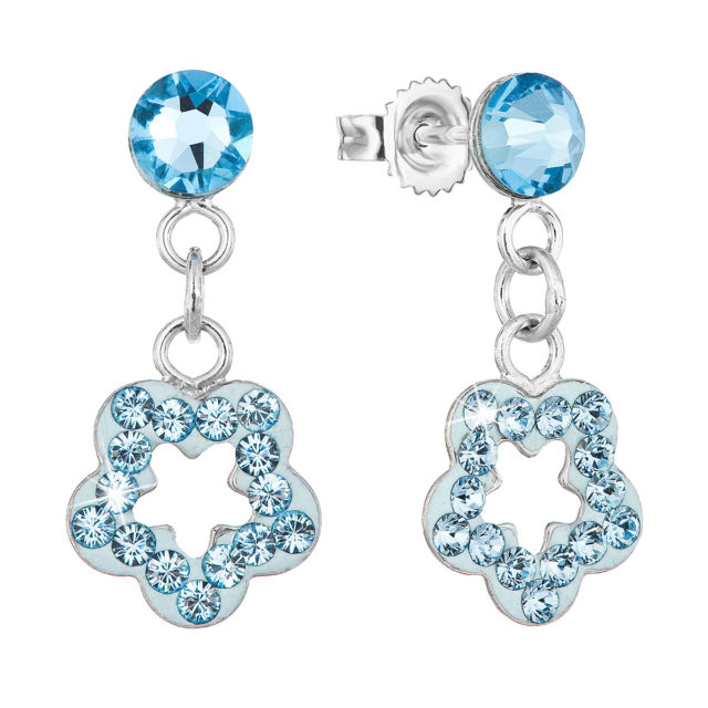 Stříbrné náušnice visací s krystaly Swarovski modrá hvězdička 71078.3 aquamarine