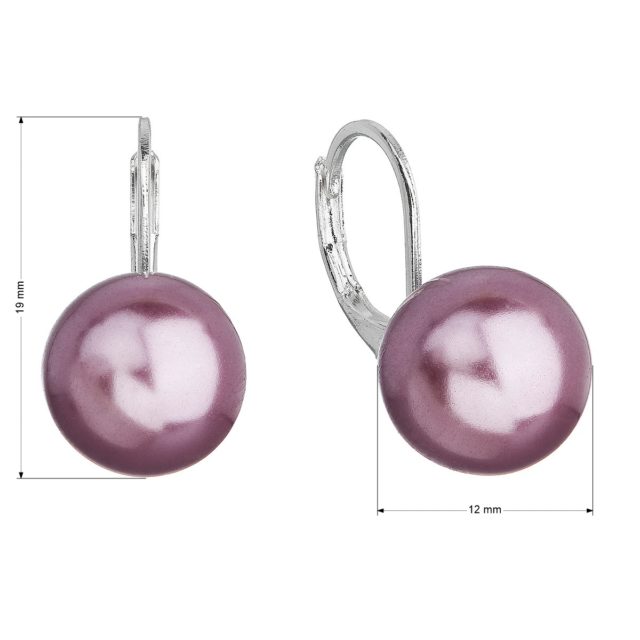 Bižuterní visací náušnice s fialovou syntetickou perlou 71122.3 