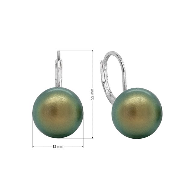 Náušnice bižuterie visací se syntetickou perlou kulaté zelené 71123.3 irie.green