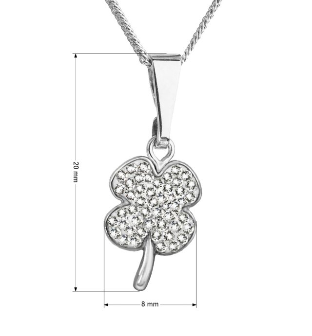 Stříbrný náhrdelník s krystaly Swarovski bílý čtyřlístek 72070.1 crystal 