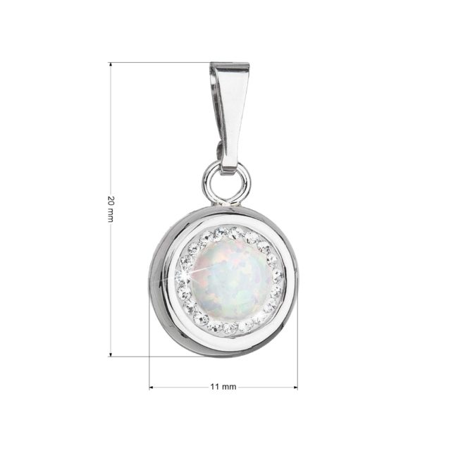 Stříbrný přívěsek s bílým syntetickým opálem a krystaly Swarovski 74096.1 white