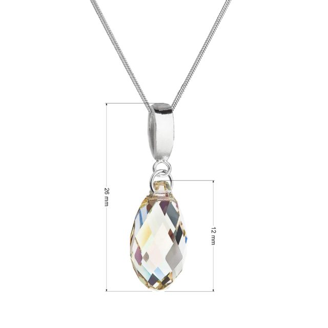 Stříbrný náhrdelník s krystalem Swarovski žlutá slza 72080.5 lum.green