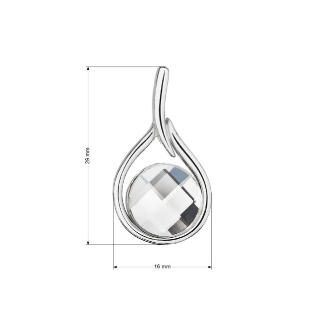 Stříbrný přívěsek kapka s velkým Preciosa krystalem 74123.1 crystal