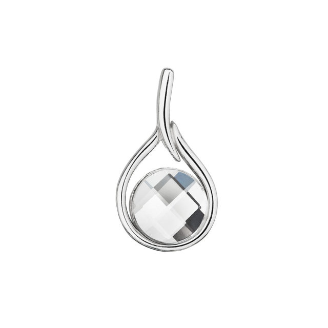 Stříbrný přívěsek kapka s velkým Preciosa krystalem 74123.1 crystal