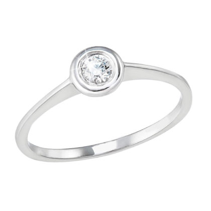Stříbrný prsten s jedním zirkonem bílý 885007.1
